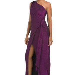 NWT AIDAN MATTOX One Shoulder Draped Gown